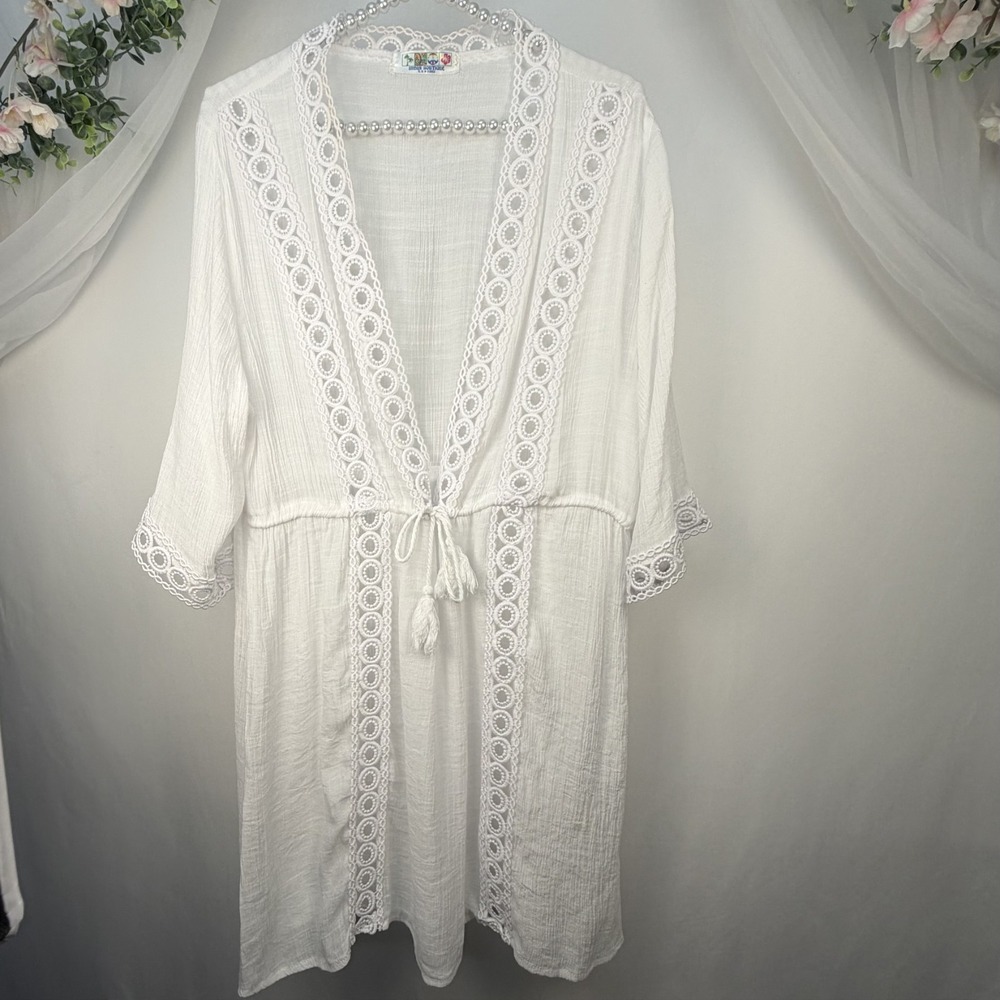 India Boutique White Lace Swim Cover Up Women's‎ One Size